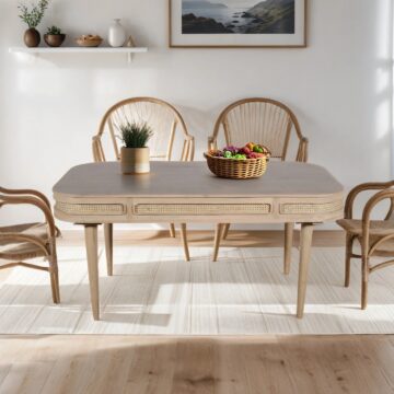 Marbella Cane & Mango Wood Dining Table 6 Seater