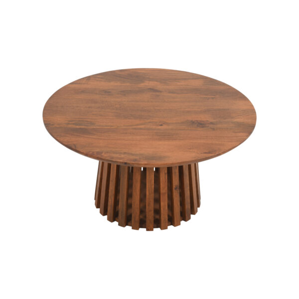 Taleda Slatted Mango Wood Round Coffee Table 80cm | Assembly Required