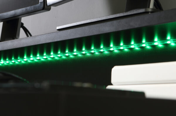 Tezaar Gaming Desk 2 Shelves with LED in Matte Black | Self Assembly