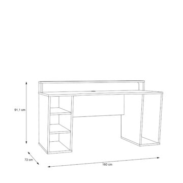 Tezaar Matt Black Gaming Desk | LED Lights