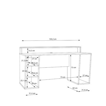 Tezaar Matt Black Gaming Desk | LED Lights