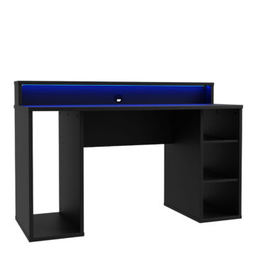 Tezaar Matt Black Gaming Desk | LED Lights