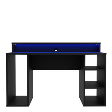 Tezaar Matt Black Gaming Desk | LED Lights