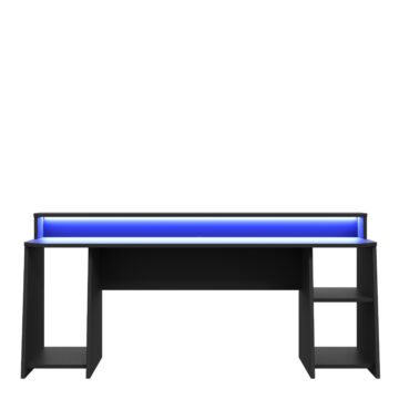 Tezaar Gaming Desk with Blue LED in Matt Black