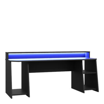 Tezaar Gaming Desk with Blue LED in Matt Black