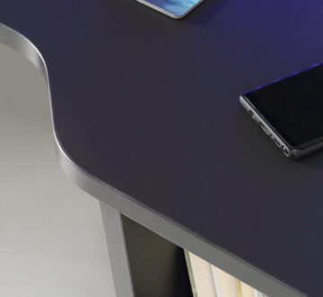 Tezaar Matt Black Wide Gaming Desk | LED Lights