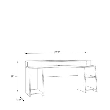 Tezaar Matt Black Wide Gaming Desk | LED Lights