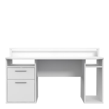 Tezaar Gaming Desk with Blue LED in White