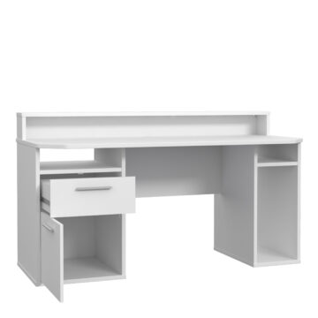 Tezaar White Gaming Desk | LED Lights