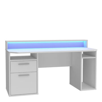 Tezaar White Gaming Desk | LED Lights