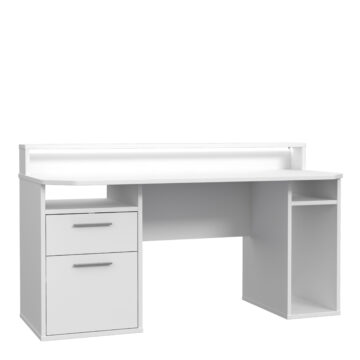 Tezaar Gaming Desk with Blue LED in White