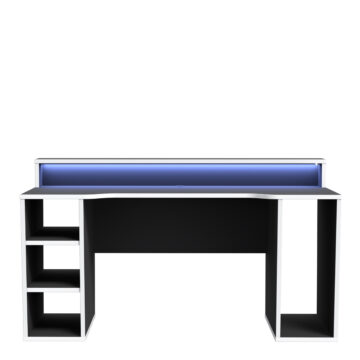 Tezaar Gaming Desk with LED in Black/White