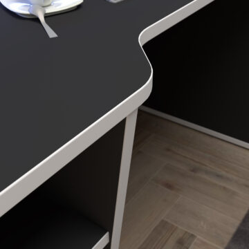 Tezaar Black & White Gaming Desk | LED Lights
