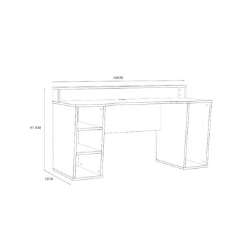 Tezaar Gaming Desk with LED in Black/White
