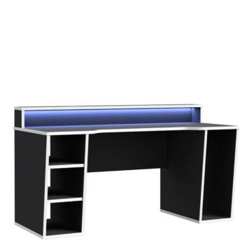 Tezaar Gaming Desk with LED in Black/White