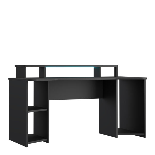 Tezaar Gaming Desk with LED in Matte Black | Self Assembly