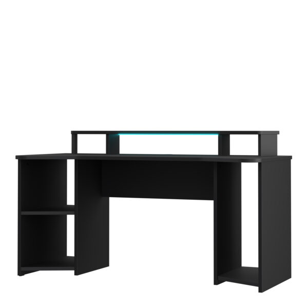 Tezaar Gaming Desk with LED in Matte Black | Self Assembly