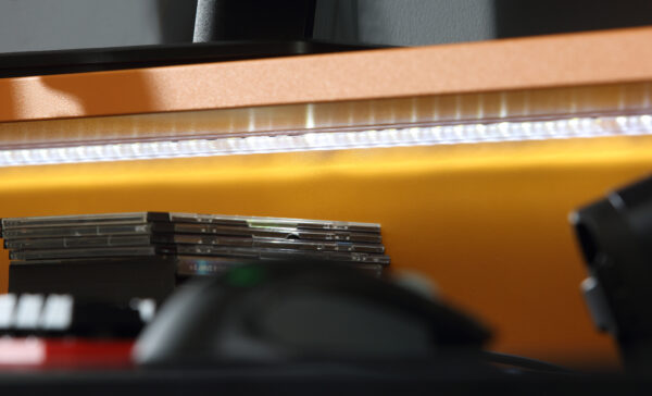 Tezaar Gaming Desk with LED in Matt Black/Orange | Self Assembly