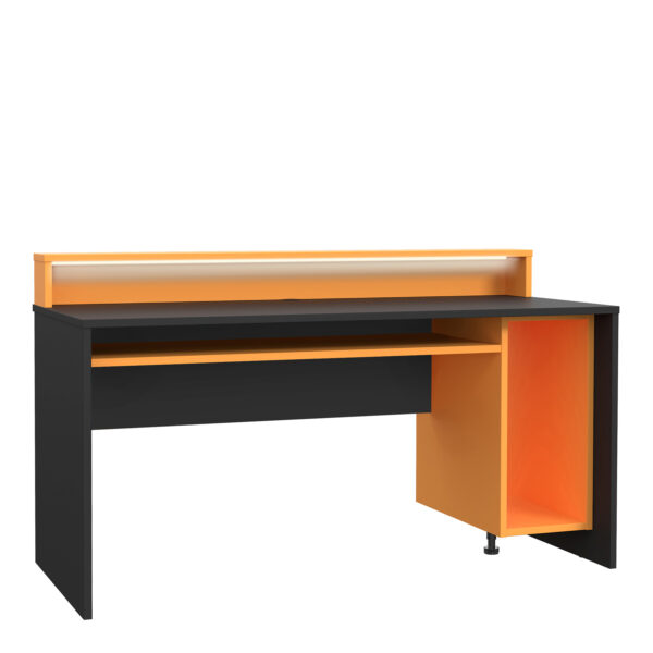 Tezaar Gaming Desk with LED in Matt Black/Orange