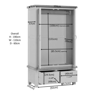Wessex Grey Double Wardrobe with Drawers