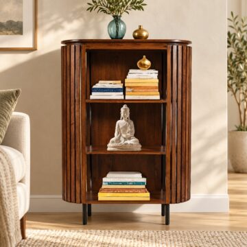 Taleda Slatted Mango Wood Bookcase