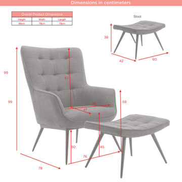 Caitlyn Accent Chair & Stool Mulberry – Red