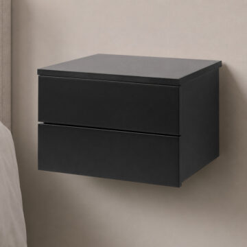 Avington Black 2 Drawer Floating Bedside Table