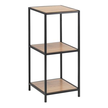 Milford Black Metal Narrow 2 Shelf Bookcase | Oak Finish