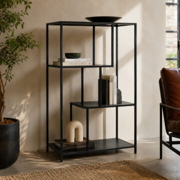Milford Black Metal Asymmetrical 3 Shelf Bookcase