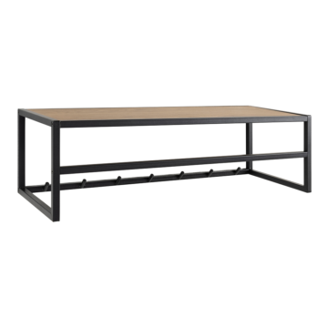 Milford Black Metal Coat Rack | Oak Finish Top