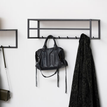 Milford Black Metal Coat Rack with Oak Top