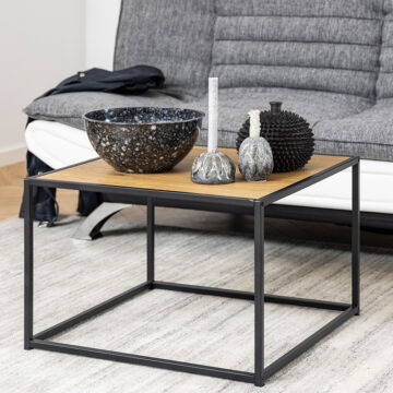 Milford Black Metal Coffee Table | Oak Finish Top