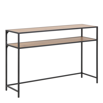 Milford Black Metal Console Table | Oak Finish Top