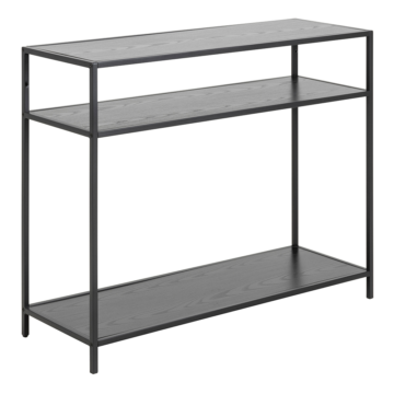 Milford Black Metal Console Table | Bottom Shelf | Oak Finish