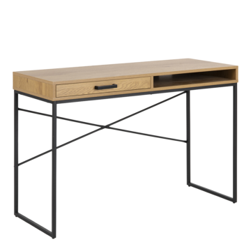 Milford 1 Drawer Office Desk | Black Frame | Oak Finish