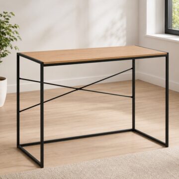 Milford Office Desk | Black Frame | Oak Finish