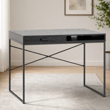 Milford 1 Drawer Office Desk in Ash Black