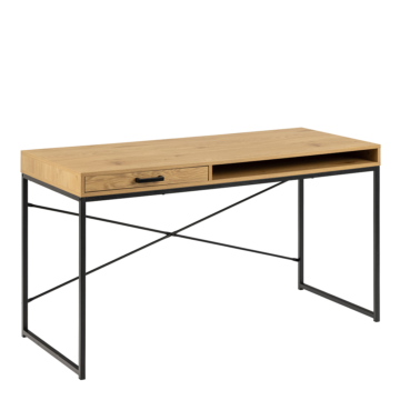 Milford 1 Drawer Office Desk | Black Frame | Oak Finish