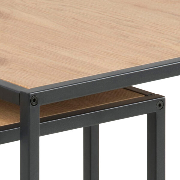 Milford Black Metal Nest of Tables with Oak Top | Self Assembly