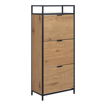 Milford Black Shoe Cabinet | Oak Finish