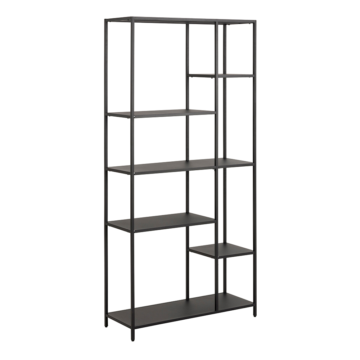Newland Matt Black Asymmetrical 6 Shelf Bookcase