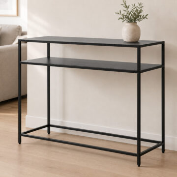 Newland Console Table with Open Shelf in Matt Black