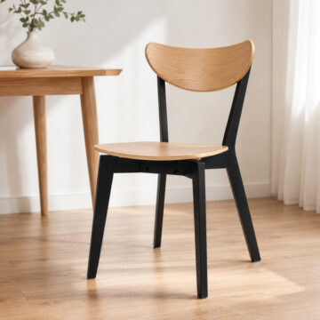 Roxburgh Pair of Black Dining Chairs | Oak Finish