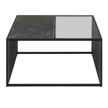 Stirlington Black Square Coffee Table | Black Metal Legs