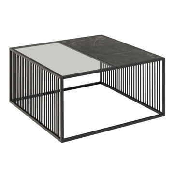 Stirlington Black Square Coffee Table | Black Metal Legs