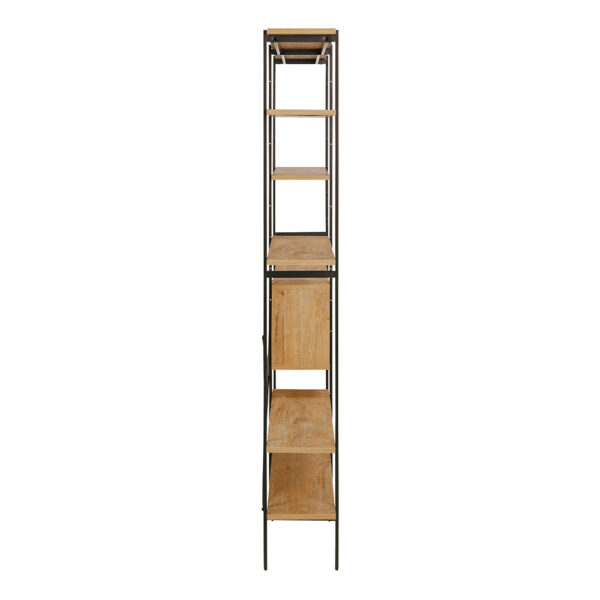 White Anguson Bookcase with 1 Sliding Door & 5 Shelves in Oak & Black | Self Assembly