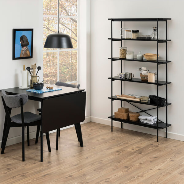 Anguson Bookcase with 5 Shelves in Black | Self Assembly Grey