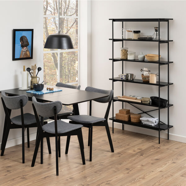 Anguson Bookcase with 5 Shelves in Black | Self Assembly Grey