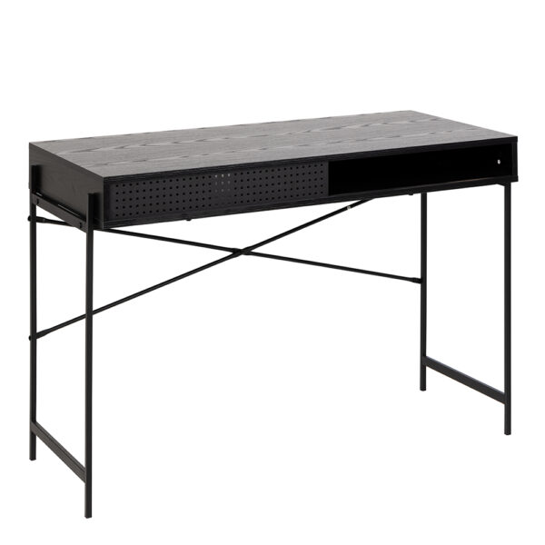 Anguson Office Desk with Sliding Door in Black