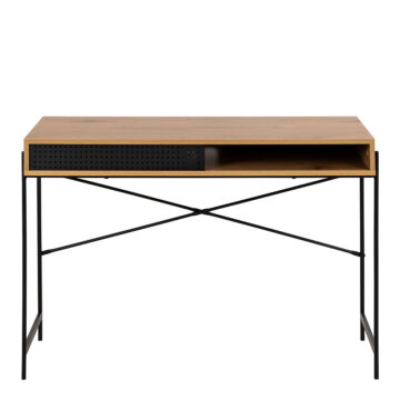 Anguson Office Desk with Sliding Door in Oak & Black